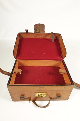 Lot 652 - HARDY BROS. ALNWICK. A 19TH CENTURY TAN LEATHER FLY FISHING REEL BAG