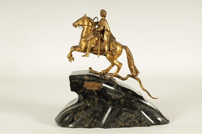 Lot 623 - A 19TH CENTURY RUSSIAN IMPERIAL GILT BRONZE AND LABRADORITE SCULPTURE