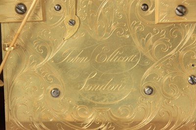 Lot 905 - JOHN ELLICOTT, LONDON. A FINE GEORGE II GREEN LACQUER CHINOISERIE BRACKET CLOCK