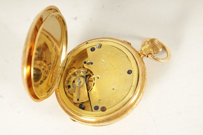 Lot 320 - J.W. BENSON, LONDON. A FULLY ENGRAVED 18CT GOLD HALF HUNTER POCKET  WATCH