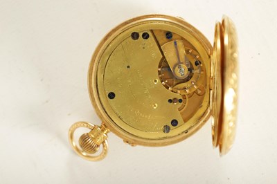 Lot 320 - J.W. BENSON, LONDON. A FULLY ENGRAVED 18CT GOLD HALF HUNTER POCKET  WATCH