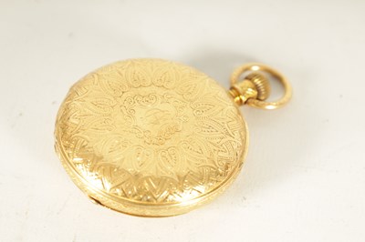 Lot 320 - J.W. BENSON, LONDON. A FULLY ENGRAVED 18CT GOLD HALF HUNTER POCKET  WATCH