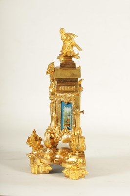 Lot 775 - A SMALL LATE 19TH CENTURY FRENCH PORCELAIN PANELLED ORMOLU CARRIAGE STYLE MANTEL CLOCK