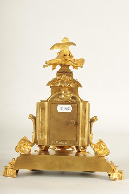 Lot 775 - A SMALL LATE 19TH CENTURY FRENCH PORCELAIN PANELLED ORMOLU CARRIAGE STYLE MANTEL CLOCK
