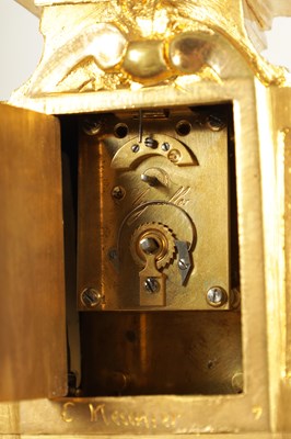 Lot 775 - A SMALL LATE 19TH CENTURY FRENCH PORCELAIN PANELLED ORMOLU CARRIAGE STYLE MANTEL CLOCK