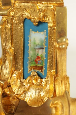 Lot 775 - A SMALL LATE 19TH CENTURY FRENCH PORCELAIN PANELLED ORMOLU CARRIAGE STYLE MANTEL CLOCK