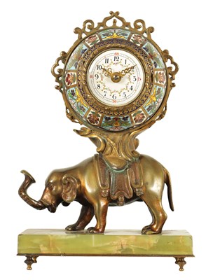 Lot 1001 - A LATE 19TH CENTURY FRENCH BRONZE AND CHAMPLEVE ENAMEL MANTEL CLOCK