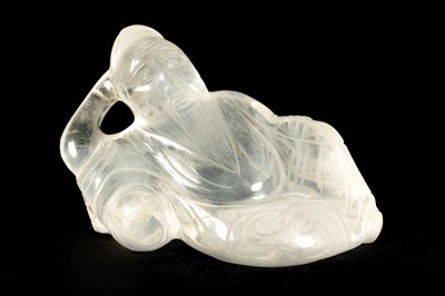 Lot 185 - A CHINESE CARVED ROCK CRYSTAL FIGURE