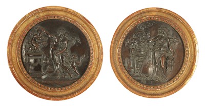 Lot 681 - A PAIR OF 18TH CENTURY FRENCH BRONZE ROUNDELS AFTER CLODION