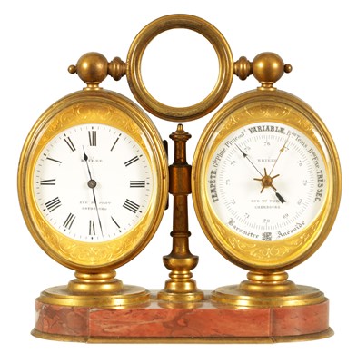 Lot 840 - A LATE 19TH CENTURY FRENCH ORMOLU AND ROUGE MARBLE DESK COMPENDIUM CARRIAGE CLOCK