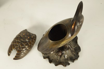 Lot 167 - A PAIR OF JAPANESE MEIJI PERIOD BRONZE AND GOLD INLAID CENSERS