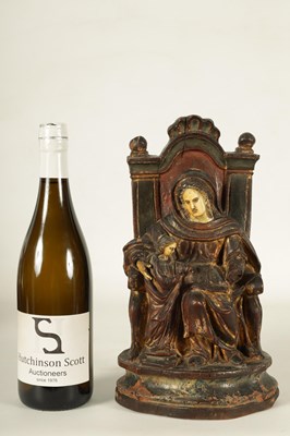 Lot 584 - AN 18TH CENTURY PORTUGUESE COLONIAL POLYCHROME CARVED WOOD AND IVORY SET SCULPTURE