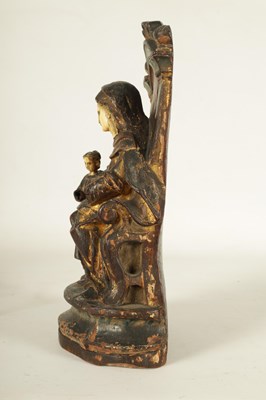 Lot 584 - AN 18TH CENTURY PORTUGUESE COLONIAL POLYCHROME CARVED WOOD AND IVORY SET SCULPTURE