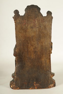 Lot 584 - AN 18TH CENTURY PORTUGUESE COLONIAL POLYCHROME CARVED WOOD AND IVORY SET SCULPTURE