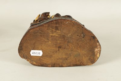 Lot 584 - AN 18TH CENTURY PORTUGUESE COLONIAL POLYCHROME CARVED WOOD AND IVORY SET SCULPTURE