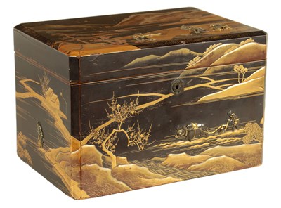 Lot 199 - A FINE JAPANESE MEIJI PERIOD BLACK AND GOLD LACQUER WORK TEA CADDY