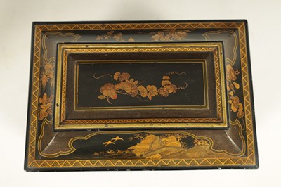 Lot 590 - A FINE 19TH CENTURY FRENCH BLACK AND GOLD LACQUERWORK ROSEWOOD BOX IN THE JAPANESE TASTE