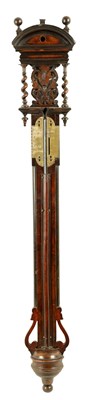 Lot 1029 - A WILLIAM AND MARY WALNUT STICK BAROMETER