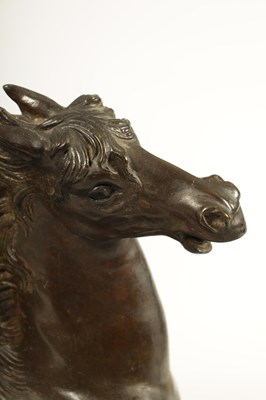Lot 762 - A 19TH CENTURY BRONZE HORSE AND FIGURAL SCULPTURE
