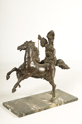 Lot 762 - A 19TH CENTURY BRONZE HORSE AND FIGURAL SCULPTURE