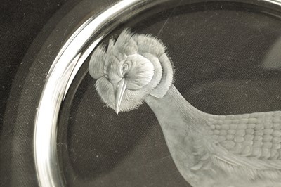 Lot 13 - A SET OF 12 20TH CENTURY STEUBEN GLASS WORKS ORNITHOLOGICAL GLASS PLATES