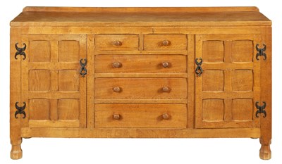 Lot 1169 - A 20TH CENTURY AZED OAK MOUSEMAN STYLE SIDEBOARD BY LEAFMAN