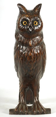 Lot 758 - A LATE 19TH CENTURY LIFE SIZE COLD PAINTED CAST IRON OWL