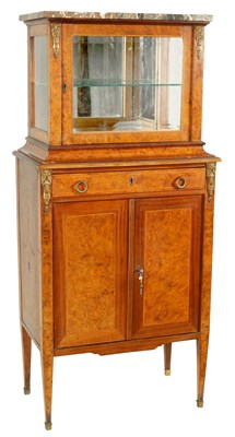 Lot 1104 - A LATE 19TH CENTURY FRENCH ORMOLU MOUNTED BURR ELM COLLECTORS CABINET