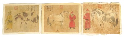 Lot 181 - A SET OF THREE 19TH CENTURY CHINESE WATERCOLOURS