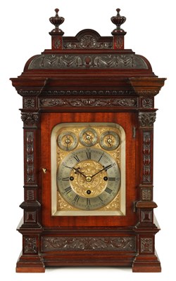 Lot 999 - A LATE 19TH CENTURY TRIPLE FUSEE EIGHT BELL BRACKET CLOCK OF SMALL PROPORTIONS