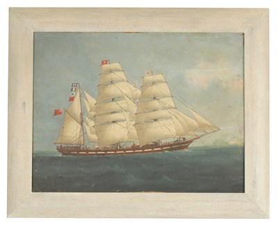 Lot 843 - A 19TH CENTURY MARINE OIL CANVAS LAID ON BOARD