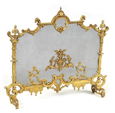 Lot 509 - AN EARLY 19TH CENTURY CAST BRASS ROCOCO FIRE SCREEN