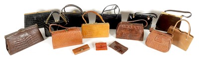 Lot 600 - A LARGE COLLECTION OF SEVENTEEN CROCODILE SKIN AND OTHER DESIGNER LEATHER BAGS