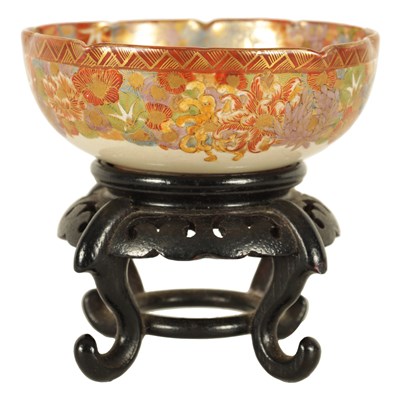 Lot 137 - A SMALL MEIJI PERIOD JAPANESE SATSUMA MILLIEFIORI BOWL ON STAND