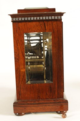 Lot 419 - VINER, REGENT STREET, LONDON. A FINE MID 19TH CENTURY ROSEWOOD DOUBLE FUSEE LIBRARY CLOCK WITH LEVER ESCAPEMENT