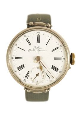 Lot 236 - AN EARLY 20TH CENTURY SWISS BELLEVUE PILOTS WRIST WATCH