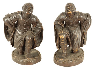 Lot 605 - A PAIR OF 17TH/18TH CENTURY CARVED WOOD VENETIAN BLACKAMOORS