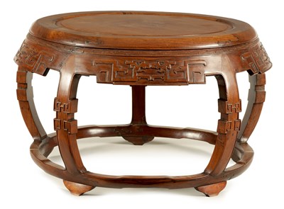 Lot 138 - A 19TH CENTURY CHINESE ROUND HARDWOOD TABLE