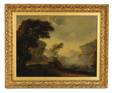 Lot 373 - A 19TH CENTURY OIL ON CANVAS DEPICTING A MOUNTAINOUS LANDSCAPE