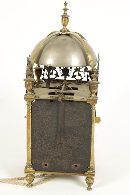 Lot 388 - A FIRST PERIOD ENGLISH BRASS LANTERN CLOCK