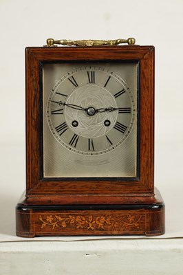 Lot 379 - LAINE, PARIS. A MID 19TH CENTURY FRENCH INLAID ROSEWOOD MANTEL CLOCK