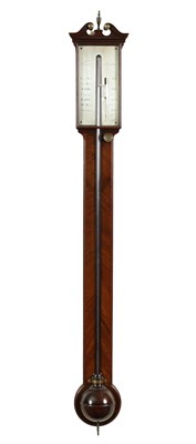 Lot 399 - FRASER, LONDON. A GEORGE III MAHOGANY STICK BAROMETER