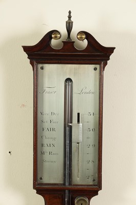 Lot 399 - FRASER, LONDON. A GEORGE III MAHOGANY STICK BAROMETER