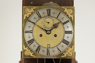 Lot 489 - JAMES CLOWES, LONDINI FECIT. A FINE WILLIAM AND MARY 10" MARQUETRY INLAID WALNUT LONGCASE CLOCK