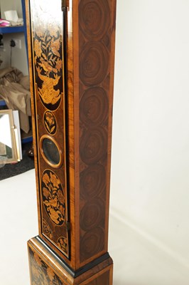 Lot 489 - JAMES CLOWES, LONDINI FECIT. A FINE WILLIAM AND MARY 10" MARQUETRY INLAID WALNUT LONGCASE CLOCK