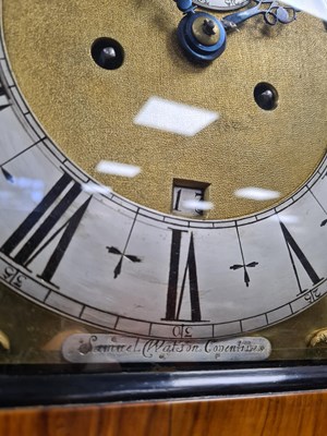 Lot 489 - JAMES CLOWES, LONDINI FECIT. A FINE WILLIAM AND MARY 10" MARQUETRY INLAID WALNUT LONGCASE CLOCK