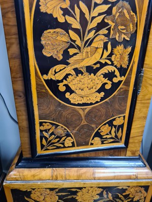 Lot 489 - JAMES CLOWES, LONDINI FECIT. A FINE WILLIAM AND MARY 10" MARQUETRY INLAID WALNUT LONGCASE CLOCK