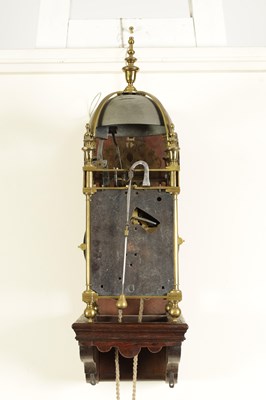 Lot 453 - PEETER CLOSON, HOLBORON BRIDGE FECIT. A RARE MID 17TH CENTURY ENGLISH BRASS LANTERN CLOCK