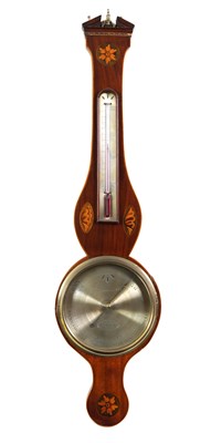 Lot 450 - P. BANARDI, LONDON. A GEORGE III SHELL INLAID MAHOGANY WHEEL BAROMETER