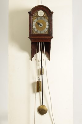 Lot 501 - RICHARD COMBER, LEWES. A GEORGE III HOODED BRASS DIAL WALL CLOCK